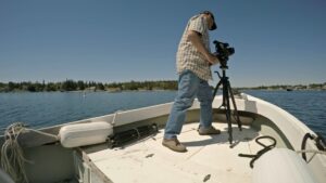 Filming on location for Tenants Harbor Boatyard